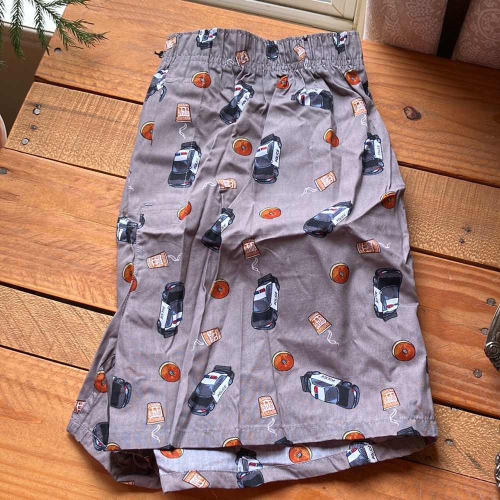 NWOT 100% Cotton Men’s L Boxer Shorts Pajama Bottoms Police Squad Car Donuts